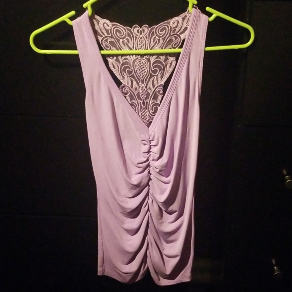 Frederick's of Hollywood lavendar rouched tank top
